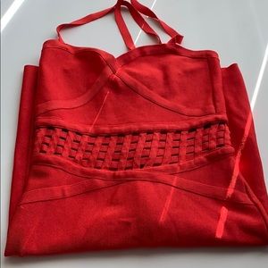 Red Bandage BeBe dress!! 🔥🔥🔥
